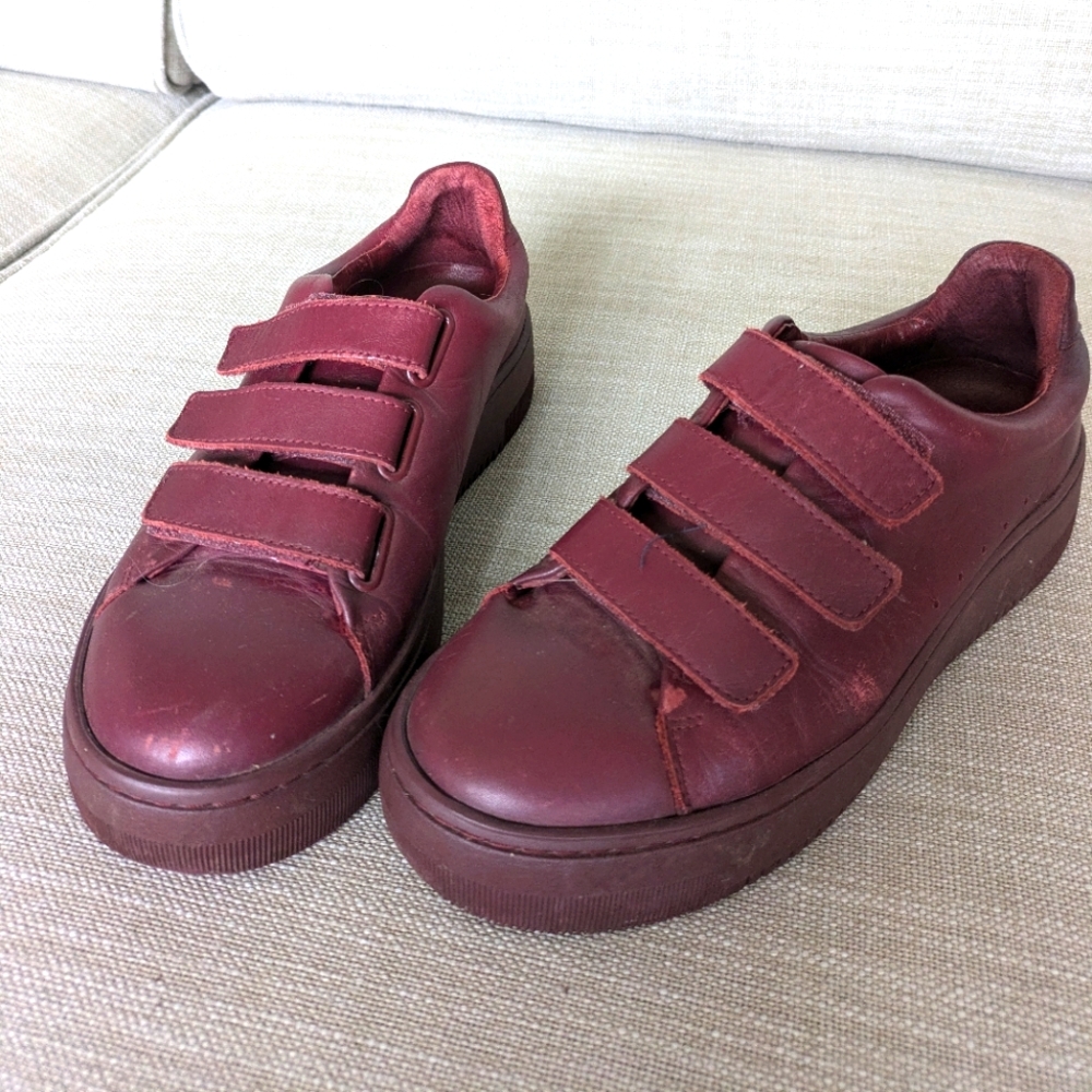Sandro size 37 burgundy women's sneakers